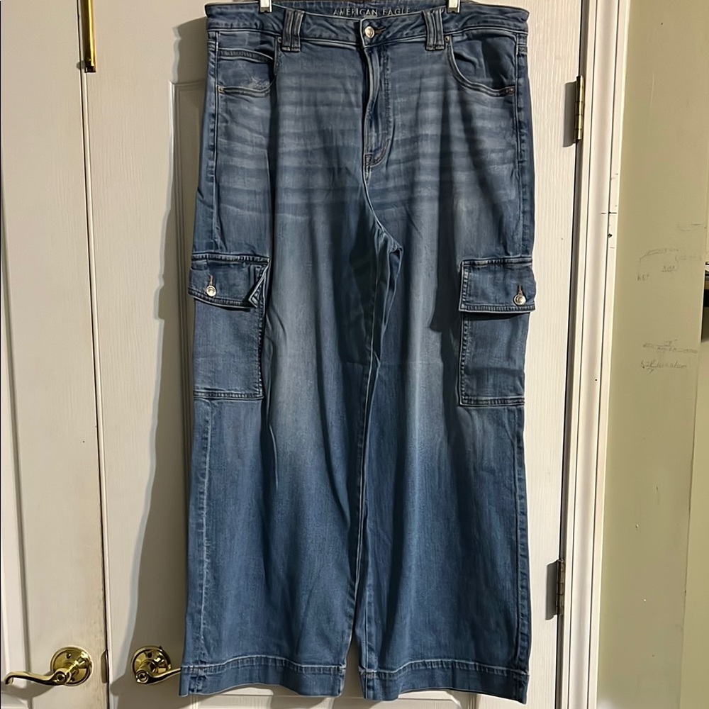 American Eagle Outfitters Blue Denim Jeans with Contrast Stitching
